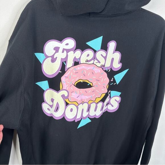 NWT Champion Men's Size M Reverse Weave Black Fresh Donuts Pullover Hoodie - Picture 6 of 12